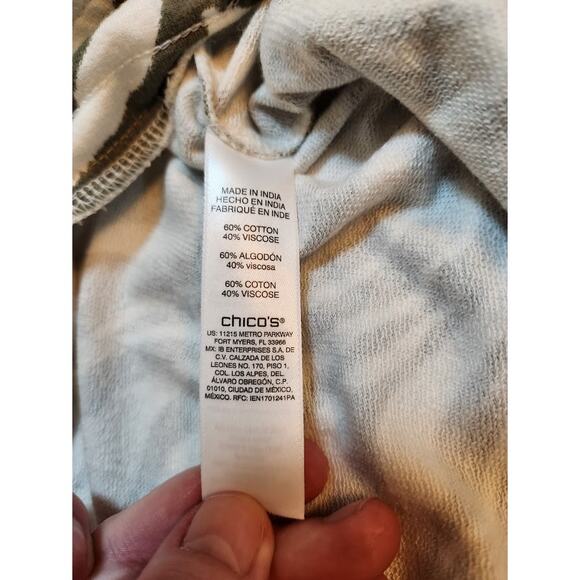 Weekends by Chico's Womens Olive Green White Zebra Printed Cropped Casual Pants - Picture 4 of 7